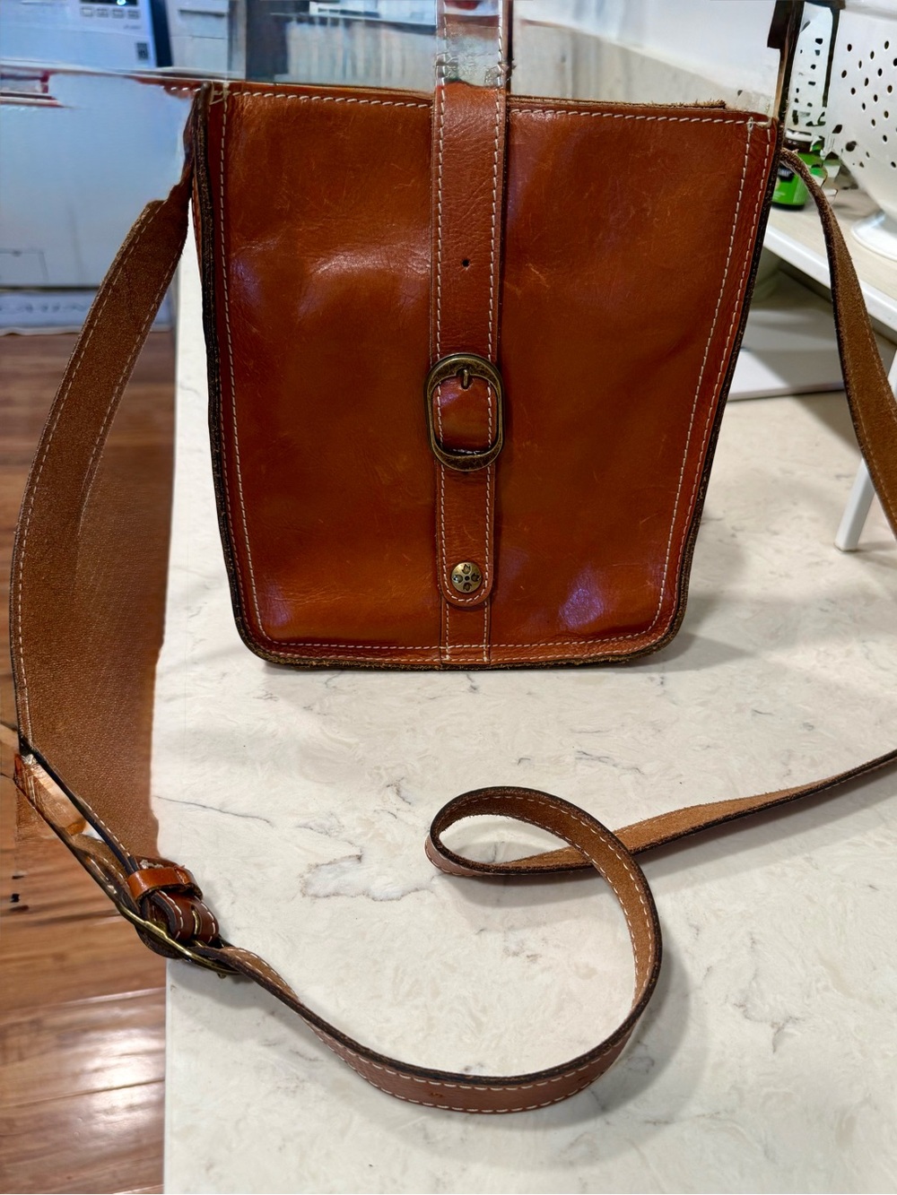 Patricia Nash Cognac Brown Leather Messenger Crossbody